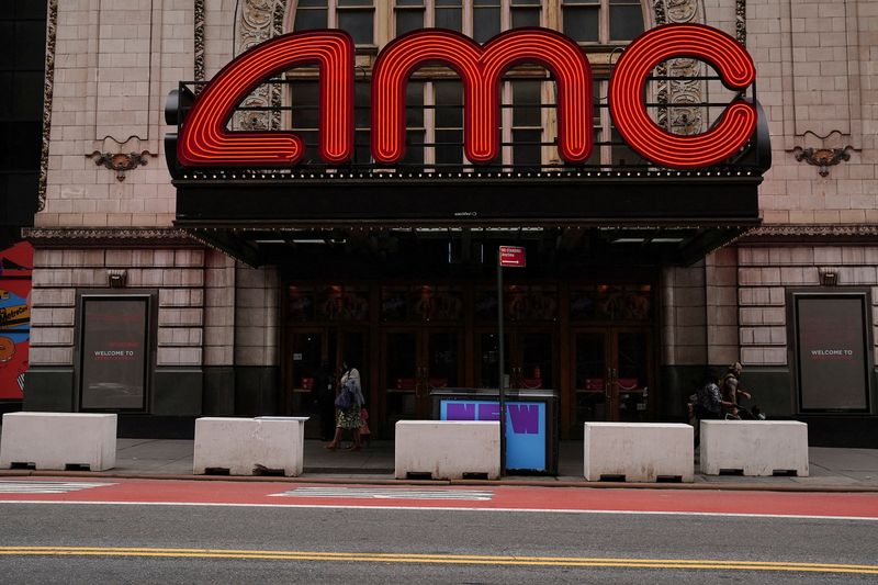 &copy; Reuters. FILE PHOTO: An AMC theatre is pictured in Times Square in the Manhattan borough of New York City, New York, U.S., June 2, 2021.  REUTERS/Carlo Allegri/File Photo