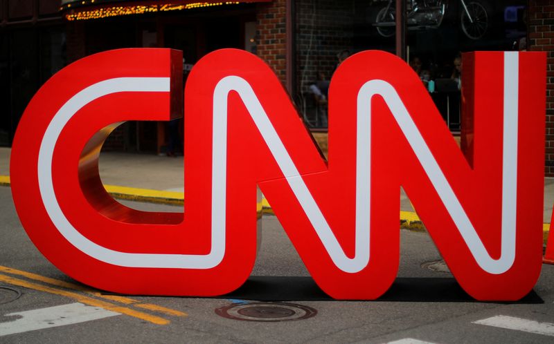 &copy; Reuters. FLE PHOTO: The CNN logo stands outside the venue of the second Democratic 2020 U.S. presidential candidates debate, in the Fox Theater in Detroit, Michigan, U.S., July 30, 2019.   REUTERS/Brian Snyder