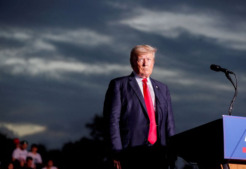 &copy; Reuters. FILE PHOTO: Former President Donald Trump speaks to his supporters during the Save America Rally at the Sarasota Fairgrounds in Sarasota, Florida, U.S. July 3, 2021. REUTERS/Octavio Jones