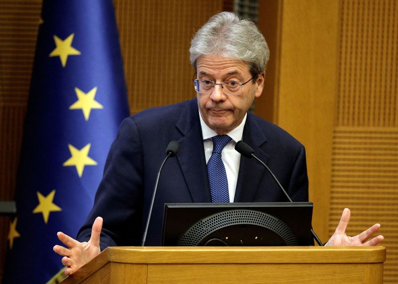 &copy; Reuters. FILE PHOTO: EU Economic Commissioner Paolo Gentiloni seen in a file photo in Rome, Italy December 28, 2017. REUTERS/Max Rossi/File Photo