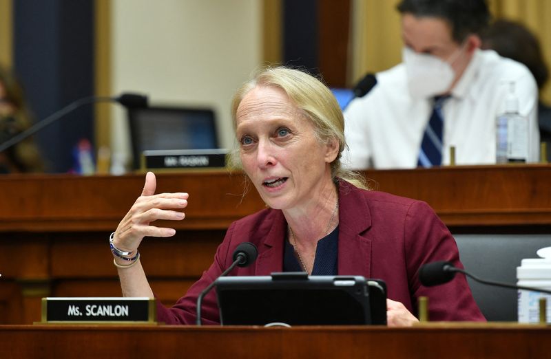 &copy; Reuters. FILE PHOTO: Rep. Mary Gay Scanlon speaks during a hearing of the House Judiciary Subcommittee on Antitrust, Commercial and Administrative Law on "Online Platforms and Market Power", in the Rayburn House office Building on Capitol Hill, in Washington, U.S.