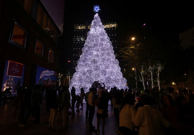 &copy; Reuters. FOTO DE ARCHIVO. Un árbol de Navidad iluminado en Mumbái. REUTERS/Niharika Kulkarni