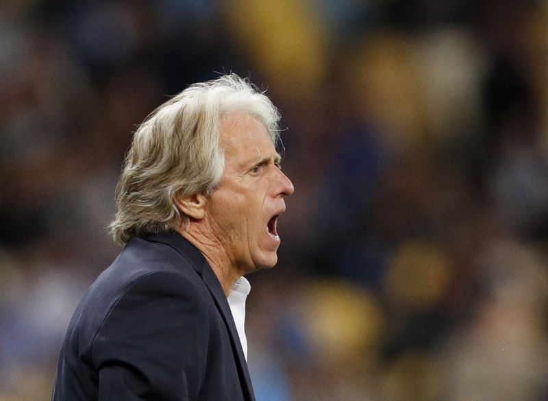 &copy; Reuters. Técnico Jorge Jesus durante partida do Benfica
14/09/2021
REUTERS/Valentyn Ogirenko