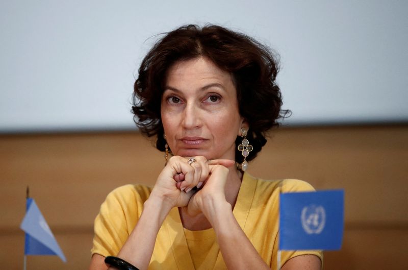 &copy; Reuters. FILE PHOTO: Audrey Azoulay, Director-General of UNESCO, attends a news conference on the launching of a landmark report on the damage done by modern civilisation to the natural world by the IPBES (Intergovernmental Science-Policy Platform on Biodiversity 