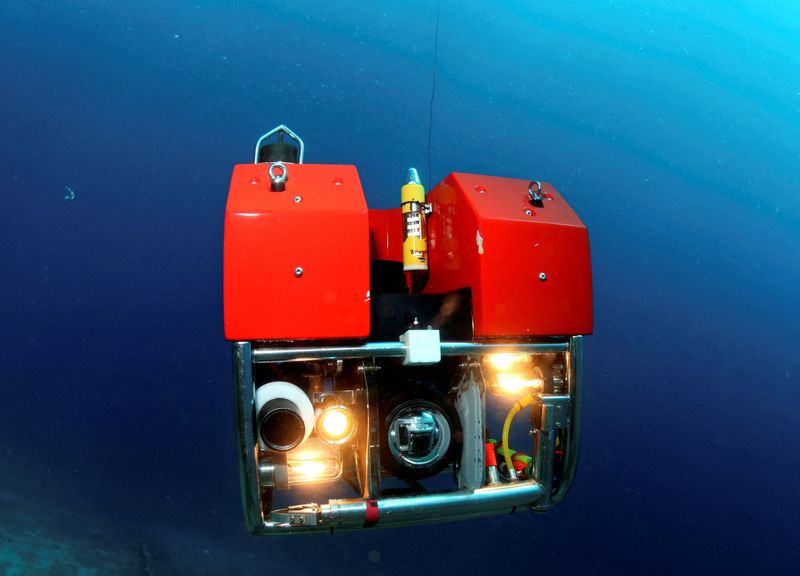 &copy; Reuters. غواصة آلية  اكتشفت حطام الغواصة الإيطالية جانتينا في بحر إيجه في صورة من أرشيف رويترز. 