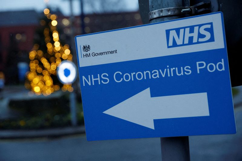 © Reuters. FILE PHOTO: A sign is seen outside St James's University Hospital, where a temporary Coronavirus 