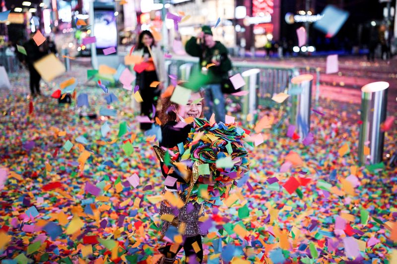 &copy; Reuters. Comemoração de Ano Novo na Times Square, em Nova York
01/01/2022
REUTERS/Dieu-Nalio Chery