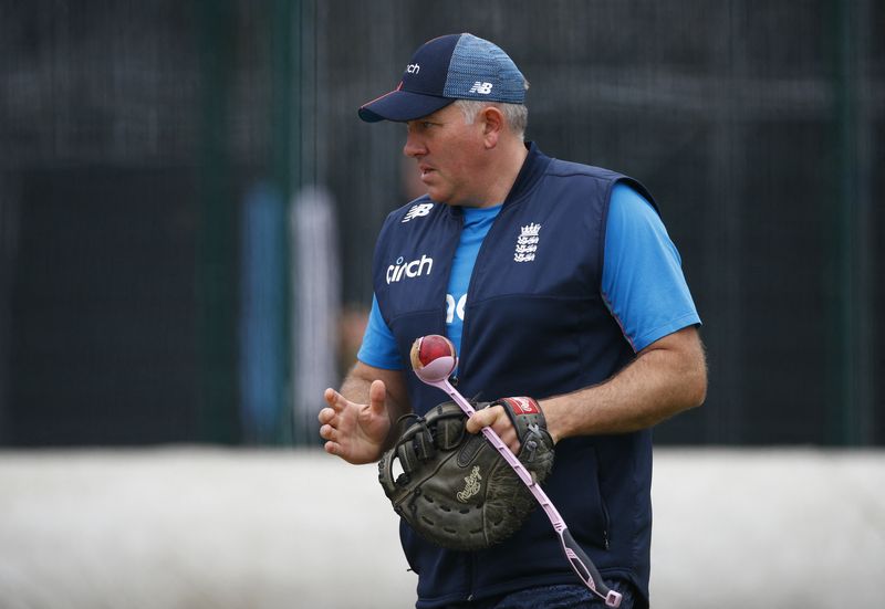 &copy; Reuters. FILE PHOTO: Cricket - England Nets - Emirates Old Trafford, Manchester, Britain- September 9, 2021 England head coach Chris Silverwood during nets Action Images via Reuters/Jason Cairnduff