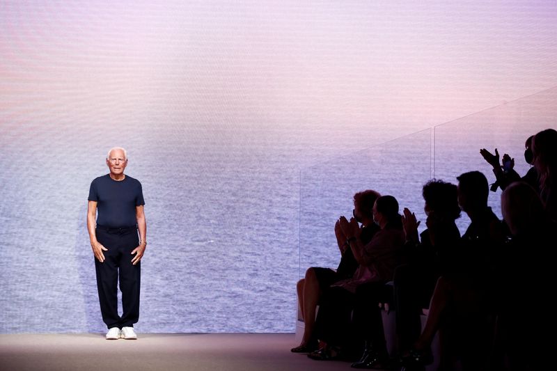 &copy; Reuters. Giorgio Armani apresenta coleção primavera/verão 2022 durante semana de moda em Milão, na Itália
25/09/2021 REUTERS/Alessandro Garofalo