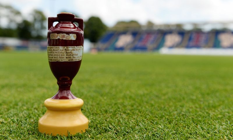 &copy; Reuters. FILE PHOTO: Cricket - England Nets - SWALEC Stadium, Cardiff, Wales - 7/7/15 A replica of the Ashes urn on the ground. Action Images via Reuters / Philip Brown Livepic
