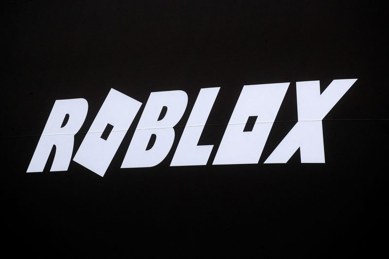 &copy; Reuters. FILE PHOTO: The Roblox logo is displayed on a banner, to celebrate the company's IPO, on the front facade of the New York Stock Exchange (NYSE) in New York, U.S., March 10, 2021. REUTERS/Brendan McDermid