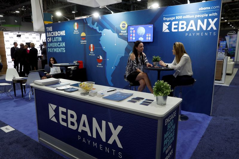 © Reuters. Stand da processadora de pagamentos EBANX no salão de exposições durante a conferência Money 20/20 em Las Vegas (EUA)
24/10/2017
REUTERS/Steve Marcus