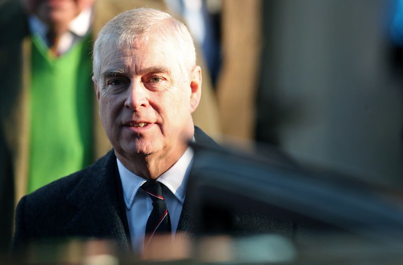 &copy; Reuters. Britain's Prince Andrew leaves St. Mary the Virgin church in Hillington, near royal Sandringham estate, in Norfolk, Britain January 19, 2020. REUTERS/Chris Radburn