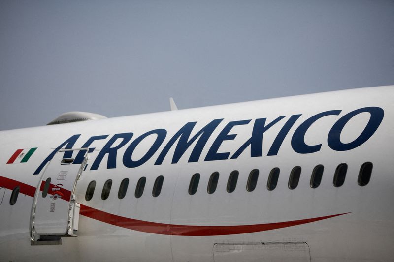 &copy; Reuters. FILE PHOTO: An Aeromexico Boeing 737 MAX 9 fuselage, part of the new airplanes incorporated to its fleet, is pictured at the Benito Juarez International airport, in Mexico City, Mexico, July 14, 2021. Picture taken July 14, 2021. REUTERS/Luis Cortes