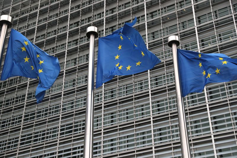 &copy; Reuters. FILE PHOTO: European Union flags fly outside the European Commission headquarters in Brussels, Belgium, October 4, 2019. REUTERS/Yves Herman