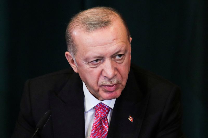 &copy; Reuters. الرئيس التركي رجب طيب أردوغان خلال مؤتمر صحفي في تيرانا يوم الاثنين. تصوير: فلوريون جوجا - رويترز.