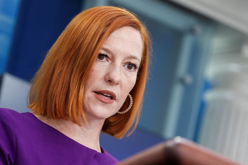 &copy; Reuters. Porta-voz da Casa Branca, Jen Psaki, durante briefing diário à imprensa em Washington
18/01/2022 REUTERS/Jonathan Ernst