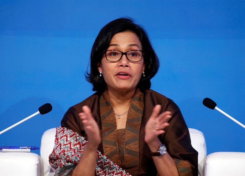 &copy; Reuters. FILE PHOTO: Indonesian Finance Minister Sri Mulyani Indrawati talks during the IMF conference in Jakarta, Indonesia February 27, 2018. REUTERS/Beawiharta