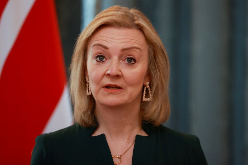 &copy; Reuters. FILE PHOTO: Britain's Foreign Secretary Liz Truss attends a news conference with Israeli Foreign Minister Yair Lapid at the Foreign Commonwealth & Development Office in London, Britain, November 29, 2021. REUTERS/Hannah McKay/File Photo