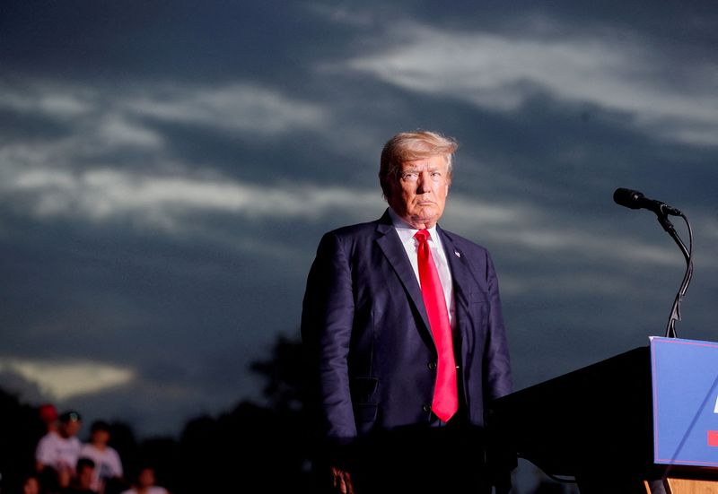 &copy; Reuters. FILE PHOTO: Former President Donald Trump speaks to his supporters during the Save America Rally at the Sarasota Fairgrounds in Sarasota, Florida, U.S. July 3, 2021. REUTERS/Octavio Jones/File Photo