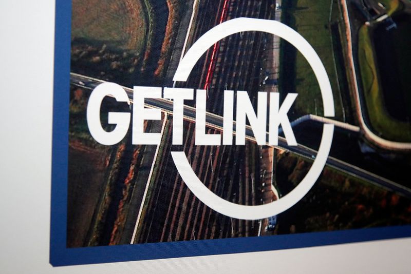 &copy; Reuters. FILE PHOTO: The logo of Channel tunnel operator Getlink, formerly known as Eurotunnel, is seen during the company's 2018 annual results presentation in Paris, France, February 21, 2019.  REUTERS/Charles Platiau