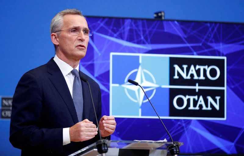 &copy; Reuters. FILE PHOTO: NATO Secretary General Jens Stoltenberg speaks during a news conference at the Alliance's headquarters in Brussels, Belgium January 12, 2022. REUTERS/Johanna Geron/File Photo