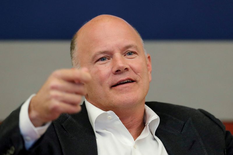 &copy; Reuters. FILE PHOTO: Mike Novogratz, Galaxy Digital founder, speaks during a Reuters investment summit in New York City, U.S., November 5, 2019. REUTERS/Lucas Jackson//File Photo