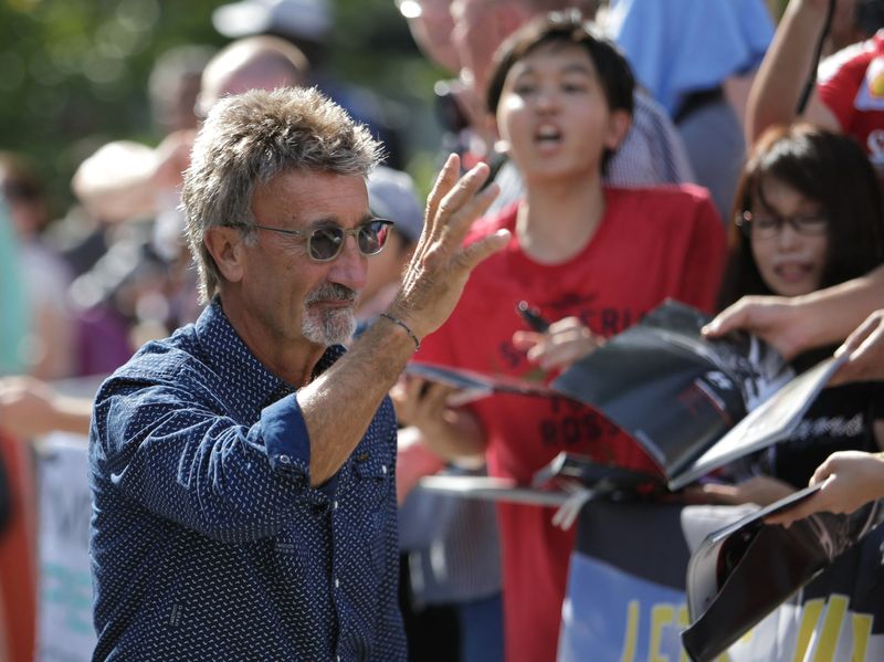 &copy; Reuters. FILE PHOTO: Former race driver Eddie Jordan of Ireland arrives at the track ahead of the third practice session of the Singapore F1 Grand Prix at the Marina Bay street circuit in Singapore September 21, 2013. REUTERS/Tim Chong (