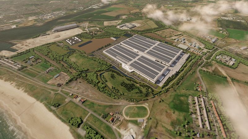 &copy; Reuters. FILE PHOTO: A rendering of Britishvolt's planned electric vehicle plant in Blyth in northern England is seen in this undated handout illustration provided by the startup. Britishvolt/Handout via REUTERS