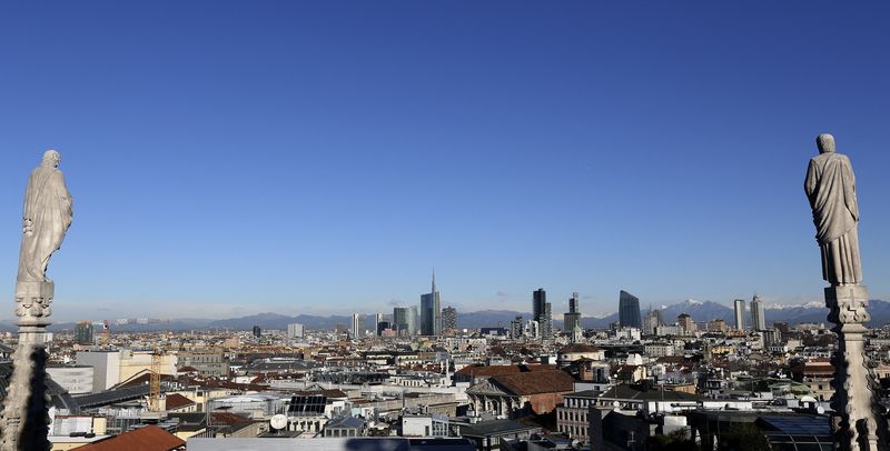 &copy; Reuters. FILE PHOTO: Milan's business district skyline is seen from Duomo's Cathedral downtown Milan, Italy , January 13, 2016. REUTERS/Stefano Rellandini
