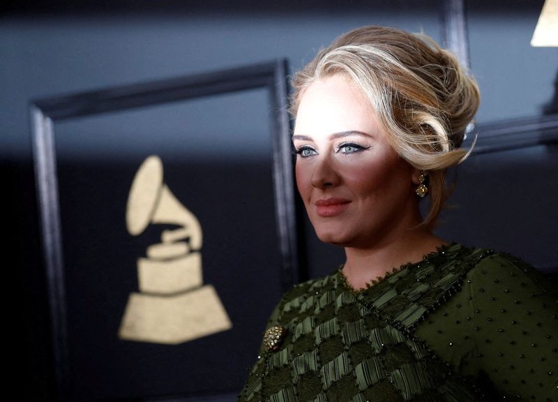 &copy; Reuters. FILE PHOTO: Singer Adele arrives at the 59th Annual Grammy Awards in Los Angeles, California, U.S. , February 12, 2017. REUTERS/Mario Anzuoni