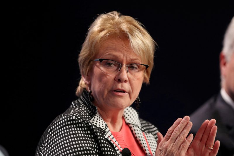 &copy; Reuters. FILE PHOTO: Vicki Hollub, President and CEO of Occidental Petroleum, speaks at the 2019 Milken Institute Global Conference in Beverly Hills, California, U.S., April 29, 2019. REUTERS/Lucy Nicholson/File Photo