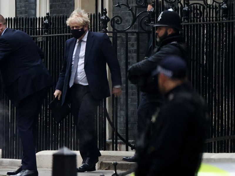 &copy; Reuters. British Prime Minister Boris Johnson walks outside Downing Street in London, Britain, January 25, 2022. REUTERS/Henry Nicholls