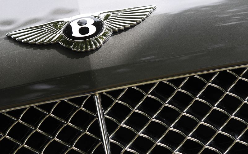 &copy; Reuters. FILE PHOTO: The badge of a Bentley motor car is seen outside a showroom in Knutsford, northern England, September 5, 2010.    REUTERS/Phil Noble 