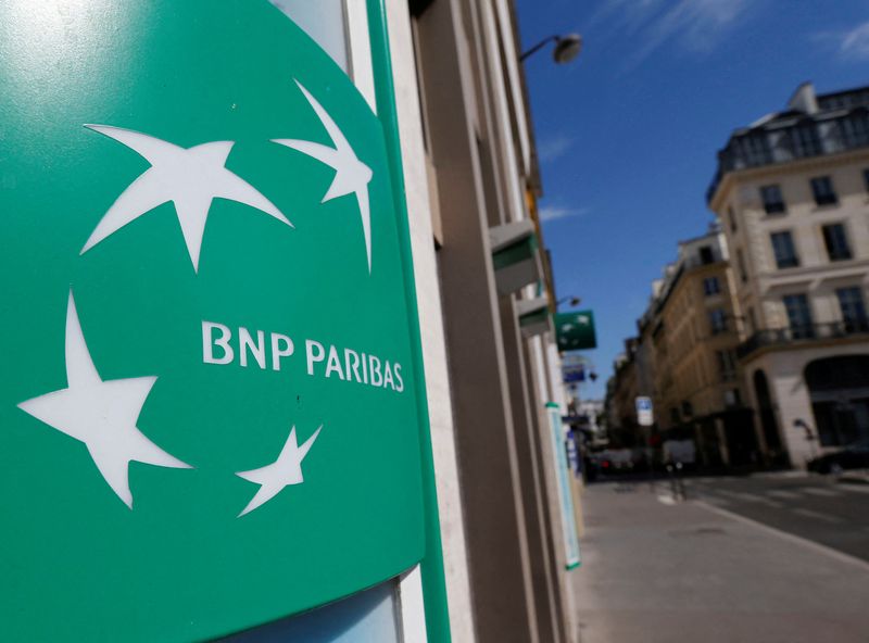 &copy; Reuters. FILE PHOTO: A BNP Paribas logo is seen outside a bank office in Paris, France, August 6, 2018.  REUTERS/Regis Duvignau