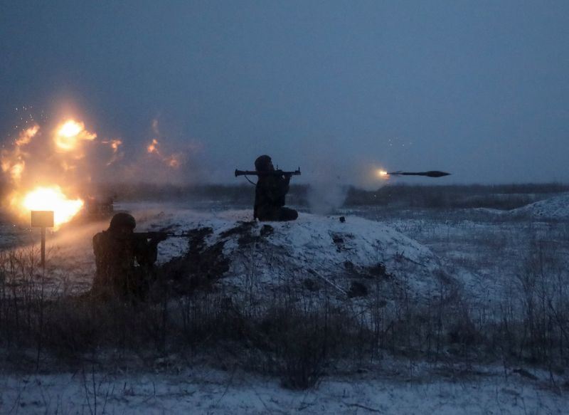 &copy; Reuters. Membros das Forças Armadas da Rússia durante exercícios militares na região de Rostov
21/01/2022 REUTERS/Sergey Pivovarov