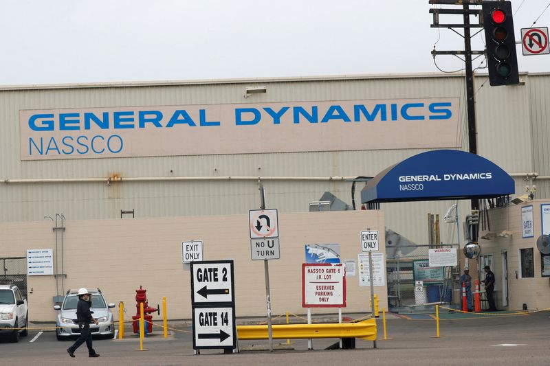 &copy; Reuters. FILE PHOTO: A General Dynamics NASSCO ship yard entrance is shown in San Diego, California, U.S., June 17, 2019. REUTERS/Mike Blake/File Photo