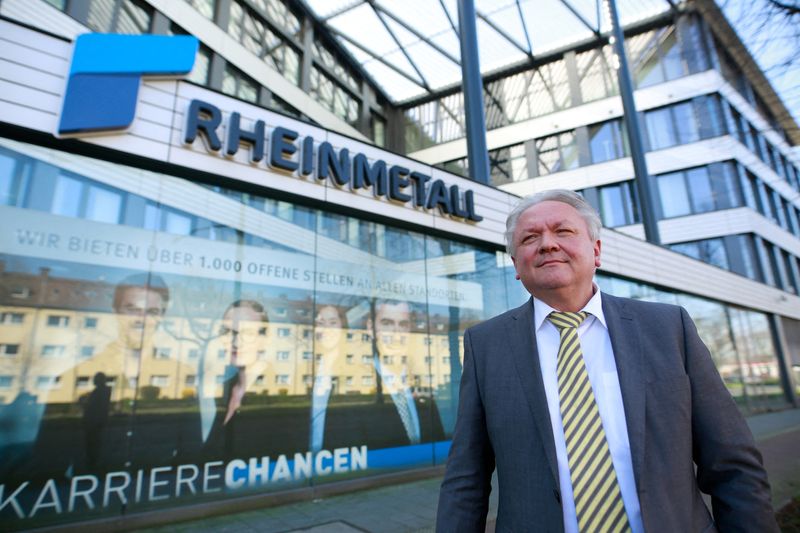 &copy; Reuters. FILE PHOTO: Armin Papperger CEO of Germany's Rheinmetall AG poses after presenting the Company's 2019 annual report in Duesseldorf, Germany, March 18, 2020 REUTERS/Thilo Schmuelgen