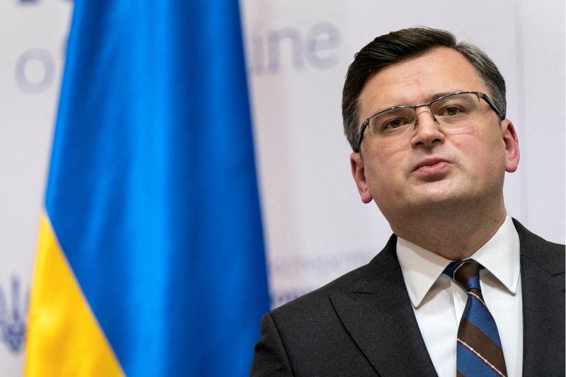 &copy; Reuters. Ministro das Relações Exteriores da Ucrânia, Dmytro Kuleba, durante reunião em Kiev
19/01/2022 Alex Brandon/Pool via REUTERS