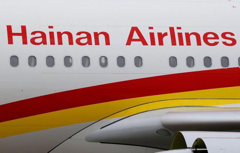 &copy; Reuters. FILE PHOTO: Hainan Airlines Airbus commercial passenger aircraft is pictured in Colomiers near Toulouse, France, November 26, 2018. REUTERS/Regis Duvignau/File Photo