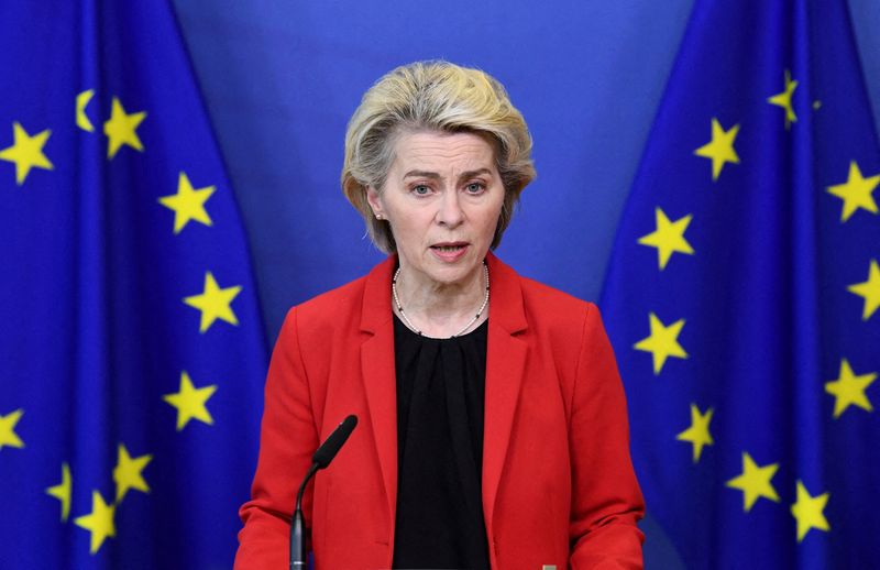 &copy; Reuters. Presidente da Comissão Europeia, Ursula von der Leyen, em Bruxelas
24/01/2022 John Thys/Pool via REUTERS