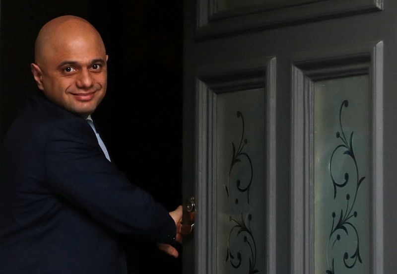 &copy; Reuters. FILE PHOTO: Former Chancellor of the Exchequer Sajid Javid leaves his home in London, Britain February 14, 2020. REUTERS/Simon Dawson