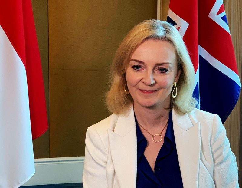&copy; Reuters. FILE PHOTO: British trade minister Liz Truss speaks to Reuters after signing a free trade agreement with Singapore, in Singapore, December 10, 2020.  REUTERS/Pedja Stanisic