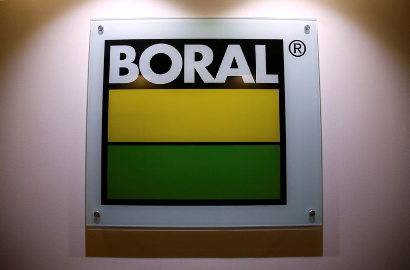 &copy; Reuters. FILE PHOTO: The logo of Boral Ltd, Australia's biggest supplier of construction materials and building products, adorns a wall in the foyer of their Sydney headquarters in Australia, November 21, 2016. REUTERS/David Gray