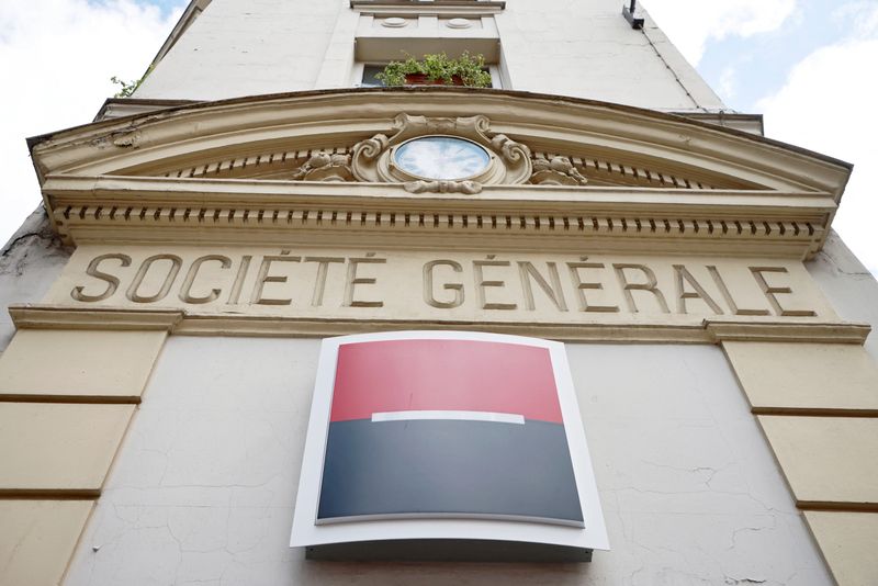 &copy; Reuters. FILE PHOTO: A Societe Generale sign is seen outside a bank building in Paris, France, August 1, 2021. REUTERS/Sarah Meyssonnier