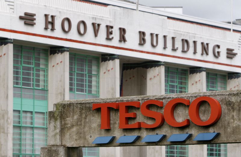 &copy; Reuters. FILE PHOTO: A Tesco logo is seen on the outside of the Old Hoover Building branch in west London, January 15, 2008.  REUTERS/Toby Melville (BRITAIN)
