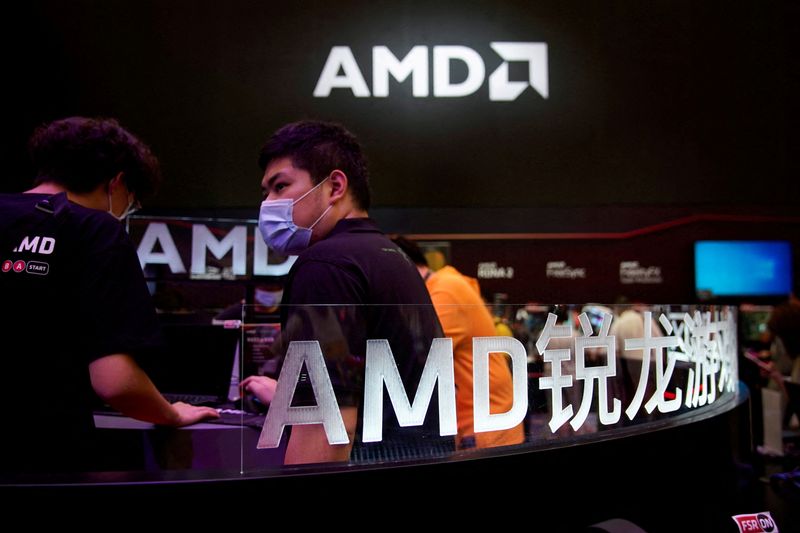 &copy; Reuters. FILE PHOTO: Signs of AMD are seen at the China Digital Entertainment Expo and Conference, also known as ChinaJoy, in Shanghai, China July 30, 2021.  REUTERS/Aly Song/File Photo  