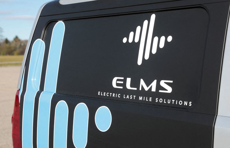 &copy; Reuters. FILE PHOTO: The logo to U.S. commercial electric vehicle maker Electric Last Mile Solutions (ELMS) is seen on the side of its electric Urban Utility van in Troy, Michigan, U.S. November 19, 2021. REUTERS/Rebecca Cook