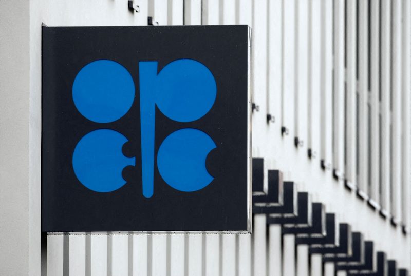 © Reuters. FILE PHOTO: The logo of the Organization of the Petroleum Exporting Countries (OPEC) is pictured on the wall of the new OPEC headquarters in Vienna March 16, 2010. REUTERS/Heinz-Peter Bader/File Photo