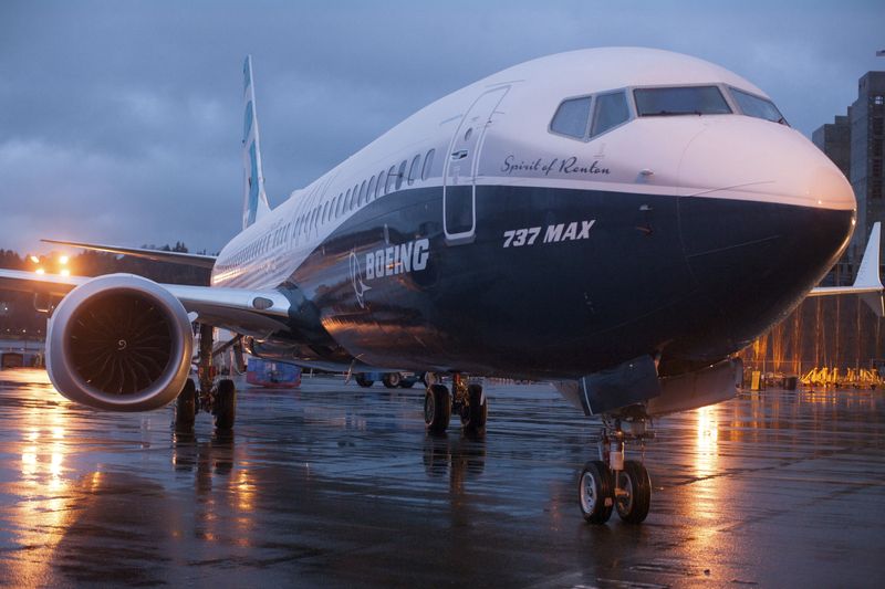 &copy; Reuters. FILE PHOTO: A Boeing 737 MAX 8 sits outside the hangar during a media tour of the Boeing 737 MAX at the Boeing plant in Renton, Washington December 8, 2015. REUTERS/Matt Mills McKnight